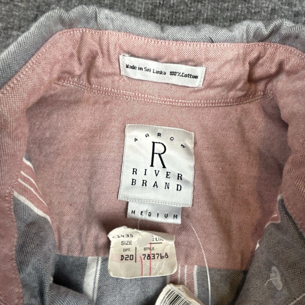 VTG Arrow River Brand Shirt Mens Sz M Oxford Fancy Ink Long Sleeve 100% Cotton - Picture 3 of 9